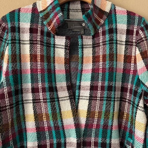 Anthropologie Rosetta Cropped Colorful Plaid Sweater Jacket Size M - Picture 7 of 11